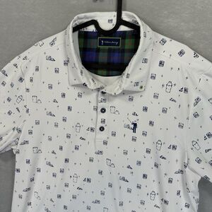 William Murray Men’s Golf Polo Off The Rocks Shirt Large‎ AOP Cocktails Stretch